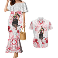New Zealand Women's Day Couples Matching Mermaid Dress and Hawaiian Shirt Maori Wahine Polynesian Pattern LT05 White - Polynesian Pride
