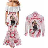 New Zealand Women's Day Couples Matching Mermaid Dress and Long Sleeve Button Shirt Maori Wahine Polynesian Pattern LT05 - Polynesian Pride
