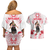 New Zealand Women's Day Couples Matching Off Shoulder Short Dress and Hawaiian Shirt Maori Wahine Polynesian Pattern LT05 - Polynesian Pride