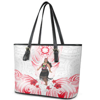 New Zealand Women's Day Leather Tote Bag Maori Wahine Polynesian Pattern