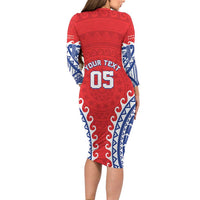 Custom Tuamotu Archipelago Family Matching Long Sleeve Bodycon Dress and Hawaiian Shirt Polynesian Tribal Tattoo LT05 - Polynesian Pride