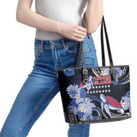 Tuamotu Islands Leather Tote Bag Polynesian Pattern With Turtle