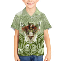 New Zealand Maori Fairy Patupaiarehe Family Matching Off Shoulder Long Sleeve Dress and Hawaiian Shirt Polynesian Style LT05 Son's Shirt Red - Polynesian Pride