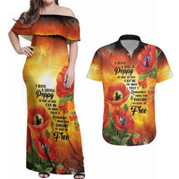 ANZAC Day Red Poppy Couples Matching Off Shoulder Maxi Dress and Hawaiian Shirt Honoring The ANZAC Spirit LT05 Orange - Polynesian Pride
