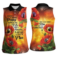 ANZAC Day Red Poppy Women Sleeveless Polo Shirt Honoring The ANZAC Spirit