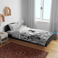 Aotearoa Maori Wahine Bedding Set Fantail Bird Black Gold Marble