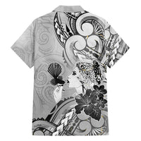 Aotearoa Maori Wahine Family Matching Tank Maxi Dress and Hawaiian Shirt Fantail Bird Black Gold Marble LT05 - Polynesian Pride