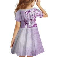 Aotearoa Maori Wahine Family Matching Long Sleeve Bodycon Dress and Hawaiian Shirt Fantail Bird Purple Gold Marble LT05 - Polynesian Pride