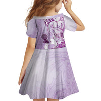 Aotearoa Maori Wahine Family Matching Off Shoulder Maxi Dress and Hawaiian Shirt Fantail Bird Purple Gold Marble LT05 - Polynesian Pride