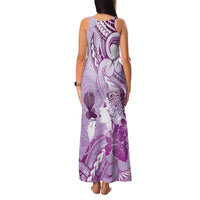 Aotearoa Maori Wahine Family Matching Tank Maxi Dress and Hawaiian Shirt Fantail Bird Purple Gold Marble LT05 - Polynesian Pride
