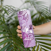 Aotearoa Maori Wahine Skinny Tumbler Fantail Bird Purple Gold Marble LT05 - Polynesian Pride
