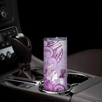 Aotearoa Maori Wahine Skinny Tumbler Fantail Bird Purple Gold Marble LT05 - Polynesian Pride