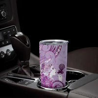 Aotearoa Maori Wahine Tumbler Cup Fantail Bird Purple Gold Marble