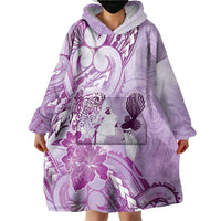 Aotearoa Maori Wahine Wearable Blanket Hoodie Fantail Bird Purple Gold Marble LT05 - Polynesian Pride