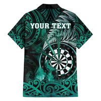 Personalised New Zealand Darts Family Matching Tank Maxi Dress and Hawaiian Shirt Maori Koru Dartboard Turquoise Flame LT05 - Polynesian Pride