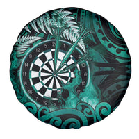 New Zealand Darts Spare Tire Cover Maori Koru Dartboard Turquoise Flame