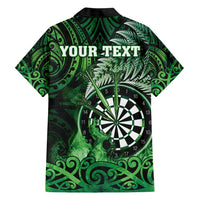 Personalised New Zealand Darts Family Matching Short Sleeve Bodycon Dress and Hawaiian Shirt Maori Koru Dartboard Green Flame LT05 - Polynesian Pride