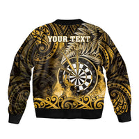 Personalised New Zealand Darts Bomber Jacket Maori Koru Dartboard Gold Flame LT05 - Polynesian Pride