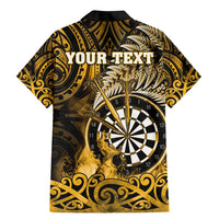 Personalised New Zealand Darts Family Matching Mermaid Dress and Hawaiian Shirt Maori Koru Dartboard Gold Flame LT05 - Polynesian Pride