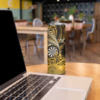 Personalised New Zealand Darts Skinny Tumbler Maori Koru Dartboard Gold Flame