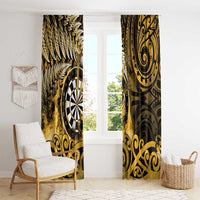 New Zealand Darts Window Curtain Maori Koru Dartboard Gold Flame LT05 - Polynesian Pride