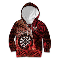 Personalised New Zealand Darts Kid Hoodie Maori Koru Dartboard Red Flame LT05 Hoodie Red - Polynesian Pride