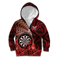 Personalised New Zealand Darts Kid Hoodie Maori Koru Dartboard Red Flame LT05 Zip Hoodie Red - Polynesian Pride