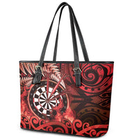 New Zealand Darts Leather Tote Bag Maori Koru Dartboard Red Flame LT05 - Polynesian Pride
