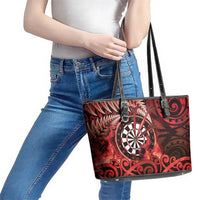 New Zealand Darts Leather Tote Bag Maori Koru Dartboard Red Flame LT05 - Polynesian Pride