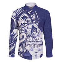 Guam Chief Quipuha Family Matching Long Sleeve Bodycon Dress and Hawaiian Shirt Polynesian Pattern With Guasali Flowers LT05 Dad's Shirt - Long Sleeve Navy - Polynesian Pride