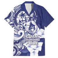 Guam Chief Quipuha Family Matching Short Sleeve Bodycon Dress and Hawaiian Shirt Polynesian Pattern With Guasali Flowers LT05 Dad's Shirt - Short Sleeve Navy - Polynesian Pride