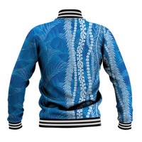 Hawaii Prince Kuhio Baseball Jacket Blue Hawaiian Lau Maia With Leis