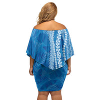 Hawaii Prince Kuhio Family Matching Off Shoulder Short Dress and Hawaiian Shirt Blue Hawaiian Lau Maia With Leis LT05 - Polynesian Pride