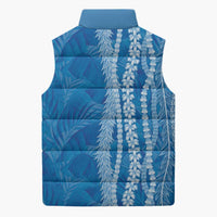 Hawaii Prince Kuhio Sleeveless Puffer Jacket Blue Hawaiian Lau Maia With Leis