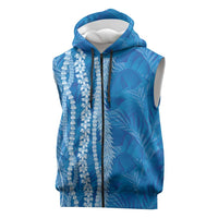 Hawaii Prince Kuhio Sleeveless Zip Hoodie Blue Hawaiian Lau Maia With Leis