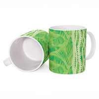 Hawaii Prince Kuhio Ceramic Mug Lime Green Hawaiian Lau Maia With Leis