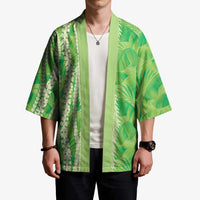 Hawaii Prince Kuhio Kimono Lime Green Hawaiian Lau Maia With Leis