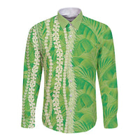 Hawaii Prince Kuhio Long Sleeve Button Shirt Lime Green Hawaiian Lau Maia With Leis