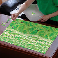 Hawaii Prince Kuhio Puzzle Lime Green Hawaiian Lau Maia With Leis