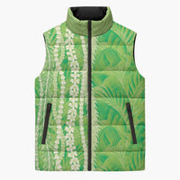 Hawaii Prince Kuhio Sleeveless Puffer Jacket Lime Green Hawaiian Lau Maia With Leis