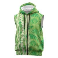 Hawaii Prince Kuhio Sleeveless Zip Hoodie Lime Green Hawaiian Lau Maia With Leis
