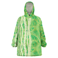 Hawaii Prince Kuhio Wearable Blanket Hoodie Lime Green Hawaiian Lau Maia With Leis