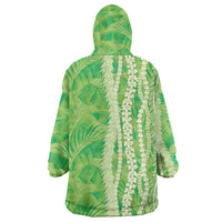Hawaii Prince Kuhio Wearable Blanket Hoodie Lime Green Hawaiian Lau Maia With Leis