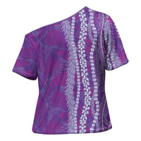 Hawaii Prince Kuhio Cross Shoulder Shirt Violet Hawaiian Lau Maia With Leis