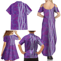 Hawaii Prince Kuhio Family Matching Summer Maxi Dress and Hawaiian Shirt Violet Hawaiian Lau Maia With Leis LT05 - Polynesian Pride
