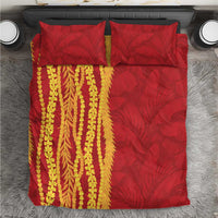 Hawaii Prince Kuhio Bedding Set Red Hawaiian Lau Maia With Leis