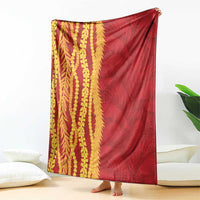 Hawaii Prince Kuhio Blanket Red Hawaiian Lau Maia With Leis