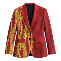 Hawaii Prince Kuhio Blazer Red Hawaiian Lau Maia With Leis
