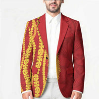 Hawaii Prince Kuhio Blazer Red Hawaiian Lau Maia With Leis