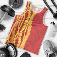 Hawaii Prince Kuhio Men Tank Top Red Hawaiian Lau Maia With Leis